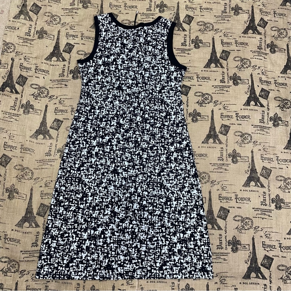 Rafaella NWOT! Black/White Print Tie Neck Sleeveless Dress Size S - Picture 9 of 14